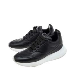 Pre Owned Alexander McQueen Black Leather Larry Oversized Sneakers Size 41