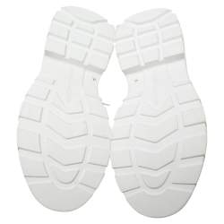 Pre Owned Alexander McQueen Black/White Leather And Rubber Tread Slick Low Top Sneakers Size 42