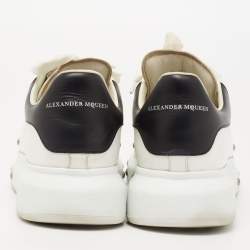 Pre Owned Alexander McQueen White/Black Leather Embellished Oversized Sneakers Size 43