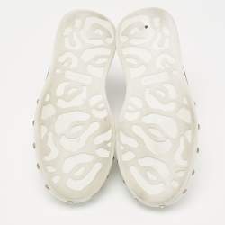 Pre Owned Alexander McQueen White/Black Leather Embellished Oversized Sneakers Size 43