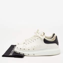 Pre Owned Alexander McQueen White/Black Leather Embellished Oversized Sneakers Size 43
