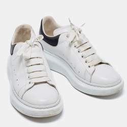 Pre Owned Alexander McQueen White/Black Leather Oversized Sneakers Size  41