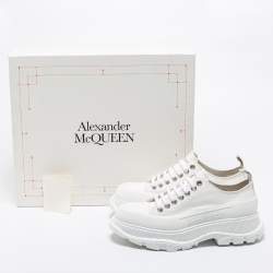 Pre Owned Alexander Mcqueen White Canvas Tread Slick Lace Up Sneakers 40