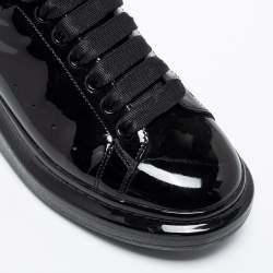 Pre Owned Alexander McQueen Black Patent Leather Oversized Sneakers Size 42