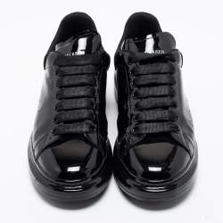 Pre Owned Alexander McQueen Black Patent Leather Oversized Sneakers Size 42