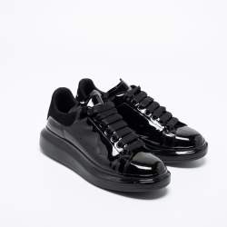 Pre Owned Alexander McQueen Black Patent Leather Oversized Sneakers Size 42