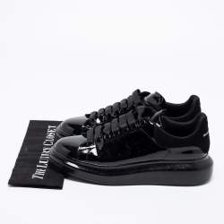 Pre Owned Alexander McQueen Black Patent Leather Oversized Sneakers Size 42