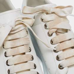 Pre Owned Alexander McQueen White Leather Oversized Cap Toe Low Top Sneakers Size 41