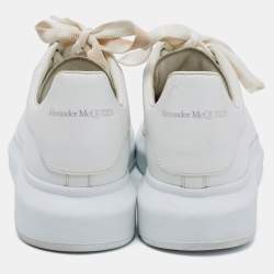 Pre Owned Alexander McQueen White Leather Oversized Cap Toe Low Top Sneakers Size 41