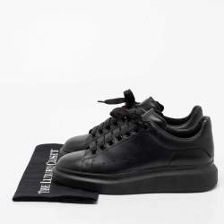Pre Owned Alexander McQueen Black Leather Oversized Low-Top Sneakers Size 40