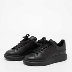 Pre Owned Alexander McQueen Black Leather Oversized Low-Top Sneakers Size 40