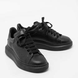 Pre Owned Alexander McQueen Black Leather Oversized Low-Top Sneakers Size 40