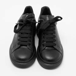 Pre Owned Alexander McQueen Black Leather Oversized Low-Top Sneakers Size 40