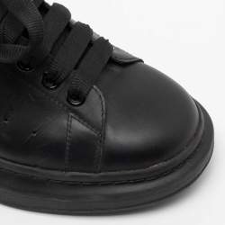 Pre Owned Alexander McQueen Black Leather Oversized Low-Top Sneakers Size 40