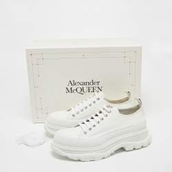Alexander Mcqueen White Canvas Tread Slick Lace Up Sneakers Size 42