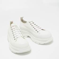 Alexander Mcqueen White Canvas Tread Slick Lace Up Sneakers Size 42