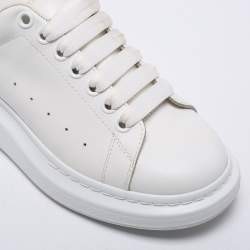 Pre Owned Alexander McQueen White Leather Oversized Sneakers Size 39