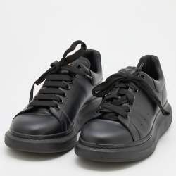 Pre Owned Alexander McQueen Black Leather Oversized Low Top Sneakers Size 45.5