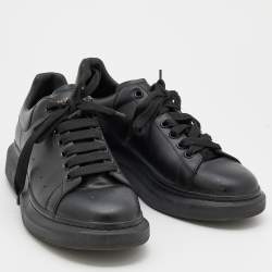 Pre Owned Alexander McQueen Black Leather Oversized Low Top Sneakers Size 45.5