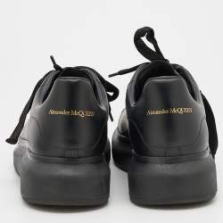Pre Owned Alexander McQueen Black Leather Oversized Low Top Sneakers Size 45.5
