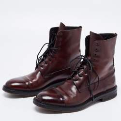 Pre Owned Alexander McQueen Brown Leather Ankle Length Boots Size 41