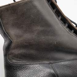 Pre Owned Alexander McQueen Black Leather Ankle Boots Size 44