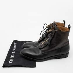 Pre Owned Alexander McQueen Black Leather Ankle Boots Size 44