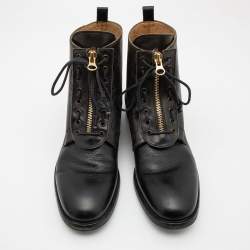 Pre Owned Alexander McQueen Black Leather Ankle Boots Size 44