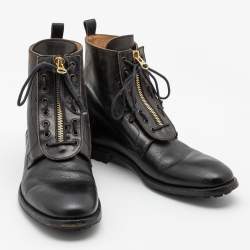 Pre Owned Alexander McQueen Black Leather Ankle Boots Size 44