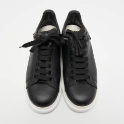 Alexander McQueen Black Leather Oversized Low Top Sneakers Size 43
