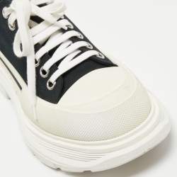 Alexander McQueen Black/White Canvas and Rubber Tread Slick Sneakers Size 41