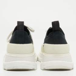 Alexander McQueen Black/White Canvas and Rubber Tread Slick Sneakers Size 41