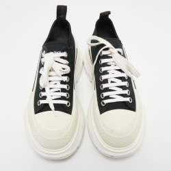 Alexander McQueen Black/White Canvas and Rubber Tread Slick Sneakers Size 41