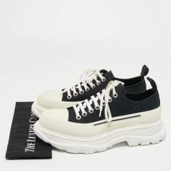 Alexander McQueen Black/White Canvas and Rubber Tread Slick Sneakers Size 41