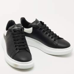 Alexander McQueen Black/White Leather Oversized Sneakers Size 46