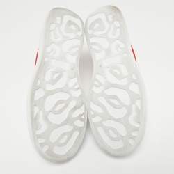 Alexander McQueen White/Red Suede and Leather Oversized Sneakers Size 46