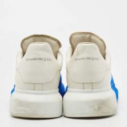 Alexander McQueen Blue/White Leather and Velvet Sprayed Oversized Sneakers Size 44