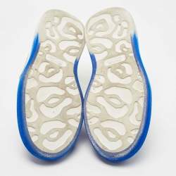 Alexander McQueen Blue/White Leather and Velvet Sprayed Oversized Sneakers Size 44