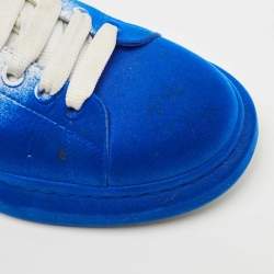 Alexander McQueen Blue/White Leather and Velvet Sprayed Oversized Sneakers Size 44