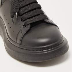 Pre Owned Alexander McQueen Black Leather Oversized Sneakers Size 43
