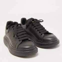 Pre Owned Alexander McQueen Black Leather Oversized Sneakers Size 43