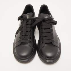 Pre Owned Alexander McQueen Black Leather Oversized Sneakers Size 43