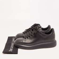 Pre Owned Alexander McQueen Black Leather Oversized Sneakers Size 43