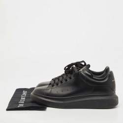 Alexander McQueen Black Leather Oversized Low Top Sneakers Size 44