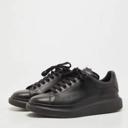 Alexander McQueen Black Leather Oversized Low Top Sneakers Size 44