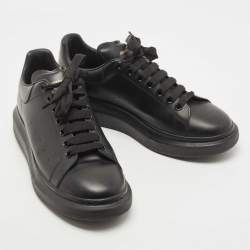 Alexander McQueen Black Leather Oversized Low Top Sneakers Size 44