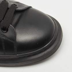 Alexander McQueen Black Leather Oversized Low Top Sneakers Size 44