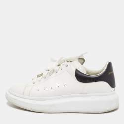 Pre Owned Alexander McQueen White/Black Leather Oversized Sneakers Size 41.5