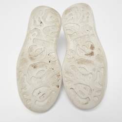 Pre Owned Alexander McQueen White/Black Leather Oversized Sneakers Size 41.5