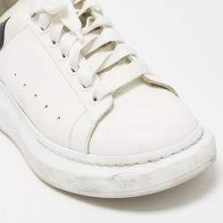 Pre Owned Alexander McQueen White/Black Leather Oversized Sneakers Size 41.5